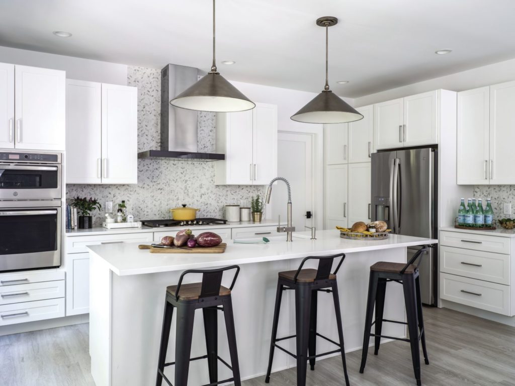 White Shaker Kitchen Cabinets with Work Island from 2021 This Old House Cottage Community Idea House