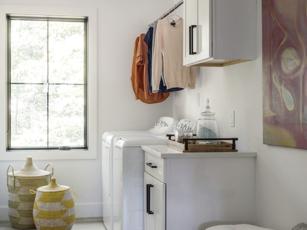 White Shaker Laundry Room Cabinets from 2021 This Old House Cottage Community Idea House