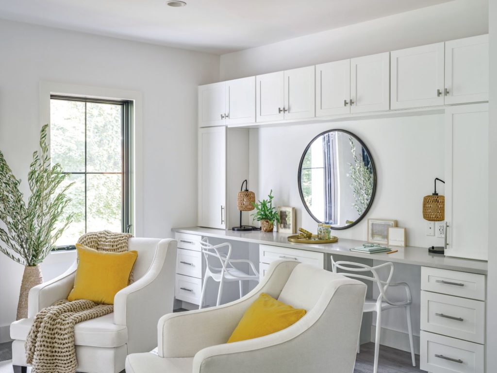 White Shaker Built-in Desk Cabinets from 2021 This Old House Cottage Community Idea House