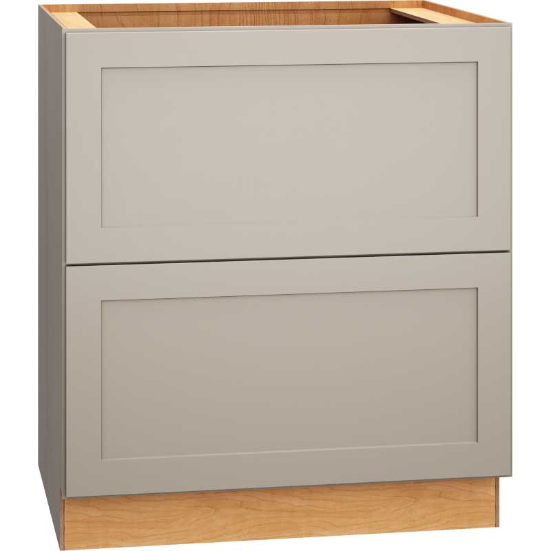 SKU 2DB30 - 30 Inch Base Cabinet with 2 Drawers in Omni Door Style and Mineral Finish from Mantra Cabinets