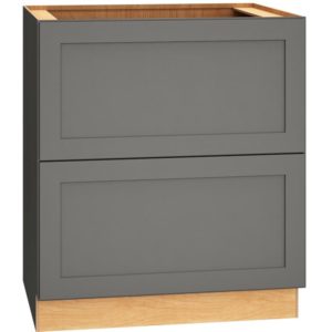 SKU 2DB30 - 30 Inch Base Cabinet with 2 Drawers in Omni Door Style and Graphite Finish from Mantra Cabinets