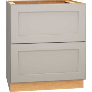 SKU 2DB30 - 30 Inch Base Cabinet with 2 Drawers in Spectra Door Style and Mineral Finish from Mantra Cabinets