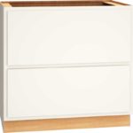 SKU 2DB36 - 36 Inch Base Cabinet with 2 Drawers in Classic Door Style and Snow Finish from Mantra Cabinets
