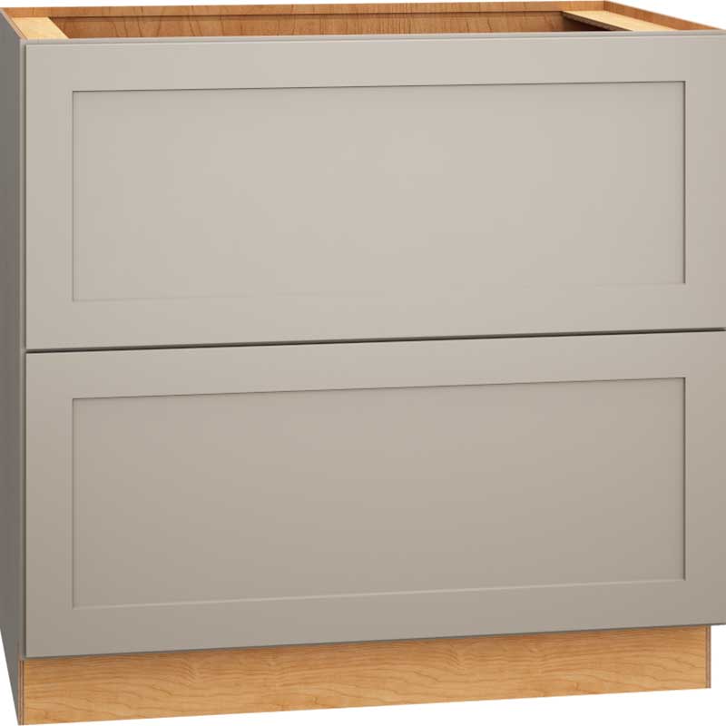 SKU 2DB36 - 36 Inch Base Cabinet with 2 Drawers in Omni Door Style and Mineral Finish from Mantra Cabinets