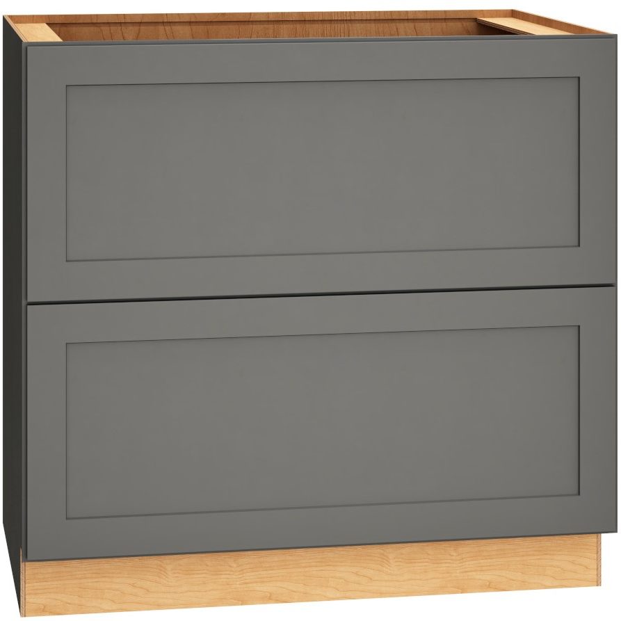 SKU 2DB36 - 36 Inch Base Cabinet with 2 Drawers in Omni Door Style and Graphite Finish from Mantra Cabinets