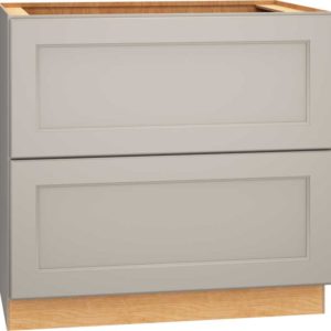SKU 2DB36 - 36 Inch Base Cabinet with 2 Drawers in Spectra Door Style and Mineral Finish from Mantra Cabinets