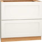 SKU 2DB36 - 36 Inch Base Cabinet with 2 Drawers in Spectra Door Style and Snow Finish from Mantra Cabinets