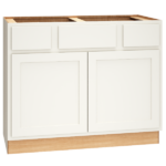 SKU 2VSD423421 - 42 Inch Vanity Sink Base Cabinet with 3 Drawers and Double Doors in Classic Door Style and Snow Finish from Mantra Cabinets