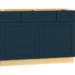 SKU 2VSD483421CS - 48 Inch Vanity Sink Base Cabinet with 3 Drawers and Double Doors in Omni Door Style and Admiral Finish from Mantra Cabinets