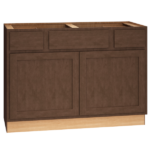 SKU 2VSD483421CS - 48 Inch Vanity Sink Base Cabinet with 3 Drawers and Double Doors in Classic Door Style and Bark Finish from Mantra Cabinets