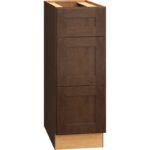 SKU 3DB12 - 12 Inch Base Cabinet with 3 Drawers in Classic Door Style and Bark Finish from Mantra Cabinets