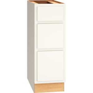 Mantra Cabinets SKU 3DB12 - 12 Inch Base Cabinet with 3 Drawers in Classic Door Style and Snow Finish from Mantra Cabinets