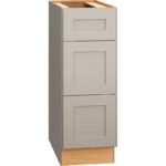 SKU 3DB12 - 12 Inch Base Cabinet with 3 Drawers in Omni Door Style and Mineral Finish from Mantra Cabinets