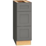 SKU 3DB12 - 12 Inch Base Cabinet with 3 Drawers in Omni Door Style and Graphite Finish from Mantra Cabinets