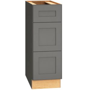 SKU 3DB12 - 12 Inch Base Cabinet with 3 Drawers in Omni Door Style and Graphite Finish from Mantra Cabinets
