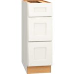 Mantra Cabinets SKU 3DB12 - 12 Inch Base Cabinet with 3 Drawers in Spectra Door Style and Snow Finish from Mantra Cabinets