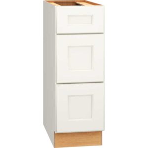 SKU 3DB12 - 12 Inch Base Cabinet with 3 Drawers in Spectra Door Style and Snow Finish from Mantra Cabinets