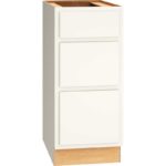 SKU 3DB15 - 15 Inch Base Cabinet with 3 Drawers in Classic Door Style and Snow Finish from Mantra Cabinets