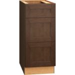SKU 3DB15 - 15 Inch Base Cabinet with 3 Drawers in Omni Door Style and Bark Finish from Mantra Cabinets