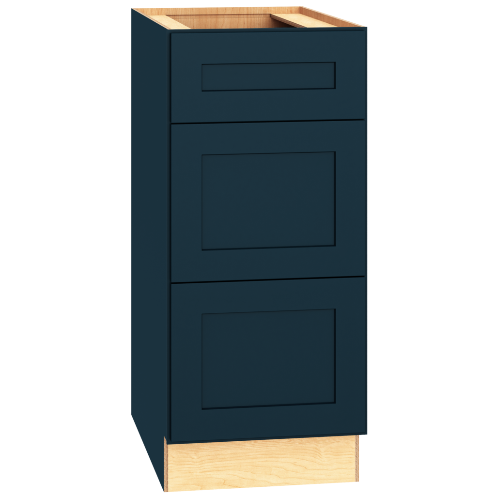SKU 3DB15 - 15 Inch Base Cabinet with 3 Drawers in Omni Door Style and Admiral Finish from Mantra Cabinets
