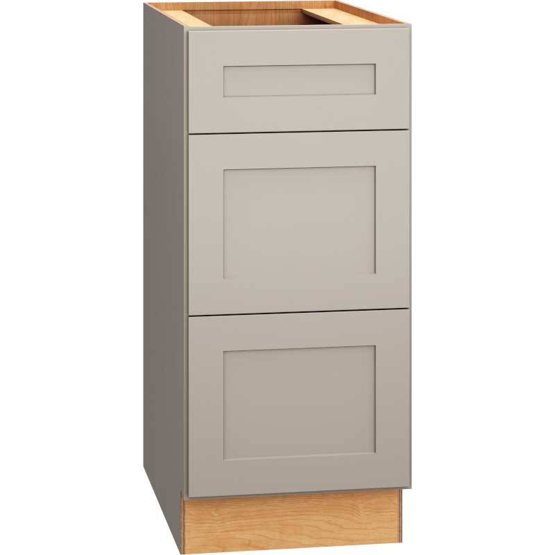 SKU 3DB15 - 15 Inch Base Cabinet with 3 Drawers in Omni Door Style and Mineral Finish from Mantra Cabinets