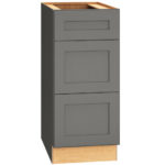 SKU 3DB15 - 15 Inch Base Cabinet with 3 Drawers in Omni Door Style and Graphite Finish from Mantra Cabinets