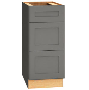 SKU 3DB15 - 15 Inch Base Cabinet with 3 Drawers in Omni Door Style and Graphite Finish from Mantra Cabinets