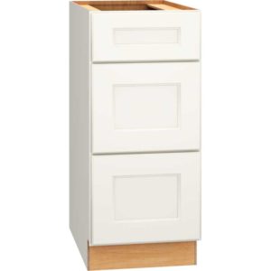 SKU 3DB15 - 15 Inch Base Cabinet with 3 Drawers in Spectra Door Style and Snow Finish from Mantra Cabinets