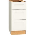 SKU 3DB1532.5 - 15 Inch Universal Base Cabinet with 3 Drawers in Omni Door Style and Snow Finish from Mantra Cabinets