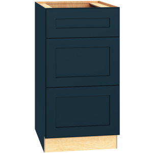 SKU 3DB18 - 18 Inch Base Cabinet with 3 Drawers in Omni Door Style and Admiral Finish from Mantra Cabinets