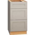 SKU 3DB18 - 18 Inch Base Cabinet with 3 Drawers in Omni Door Style and Mineral Finish from Mantra Cabinets