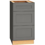SKU 3DB18 - 18 Inch Base Cabinet with 3 Drawers in Omni Door Style and Graphite Finish from Mantra Cabinets
