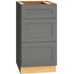 SKU 3DB18 - 18 Inch Base Cabinet with 3 Drawers in Omni Door Style and Graphite Finish from Mantra Cabinets