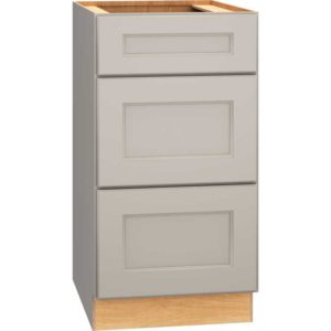 SKU 3DB18 - 18 Inch Base Cabinet with 3 Drawers in Spectra Door Style and Mineral Finish from Mantra Cabinets