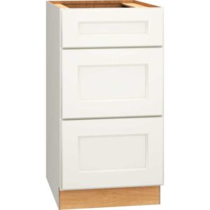 SKU 3DB18 - 18 Inch Base Cabinet with 3 Drawers in Spectra Door Style and Snow Finish from Mantra Cabinets