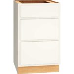 SKU 3DB21 - 21 Inch Base Cabinet with 3 Drawers in Classic Door Style and Snow Finish from Mantra Cabinets