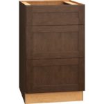 SKU 3DB21 - 21 Inch Base Cabinet with 3 Drawers in Omni Door Style and Bark Finish from Mantra Cabinets