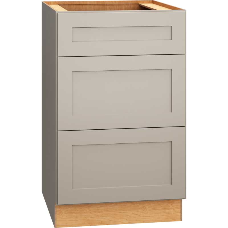 SKU 3DB21 - 21 Inch Base Cabinet with 3 Drawers in Omni Door Style and Mineral Finish from Mantra Cabinets