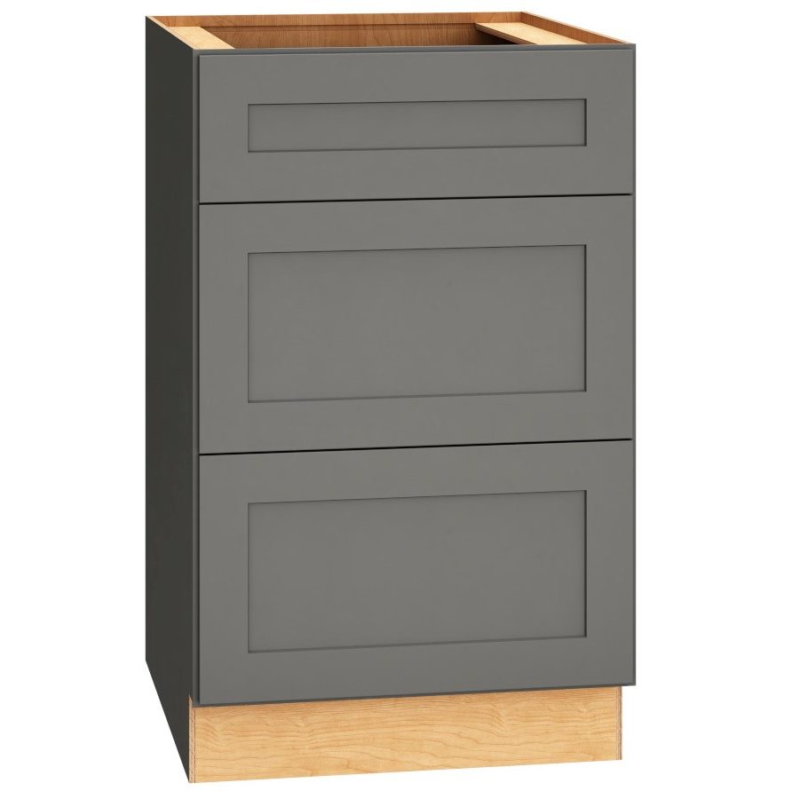 SKU 3DB21 - 21 Inch Base Cabinet with 3 Drawers in Omni Door Style and Graphite Finish from Mantra Cabinets