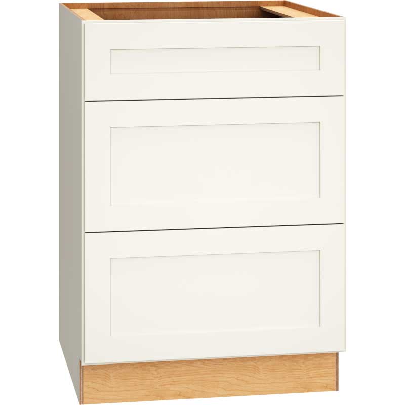 Mantra Cabinets SKU Number 3DB24 - 24" Base Cabinet with 3 Drawers in Omni Snow