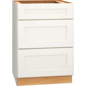Mantra Cabinets SKU Number 3DB24 - 24" Base Cabinet with 3 Drawers in Spectra Snow
