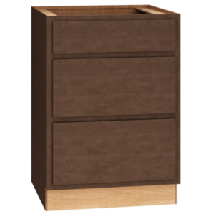SKU Number 3DB24 - 24" Base Cabinet with 3 Drawers in Classic Bark