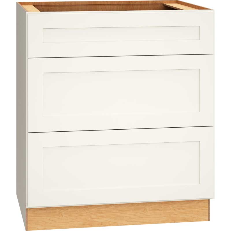 Mantra Cabinets SKU Number 3DB30 - 30" Base Cabinet with 3 Drawers in Omni Snow