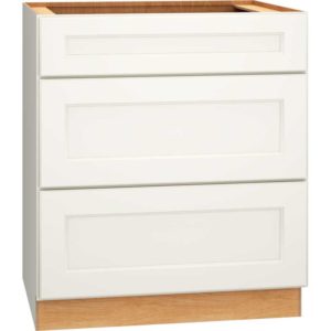 Mantra Cabinets SKU Number 3DB30 - 30" Base Cabinet with 3 Drawers in Spectra Snow