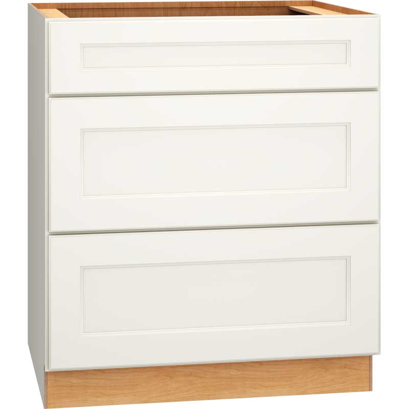 Mantra Cabinets SKU Number 3DB30 - 30" Base Cabinet with 3 Drawers in Spectra Snow