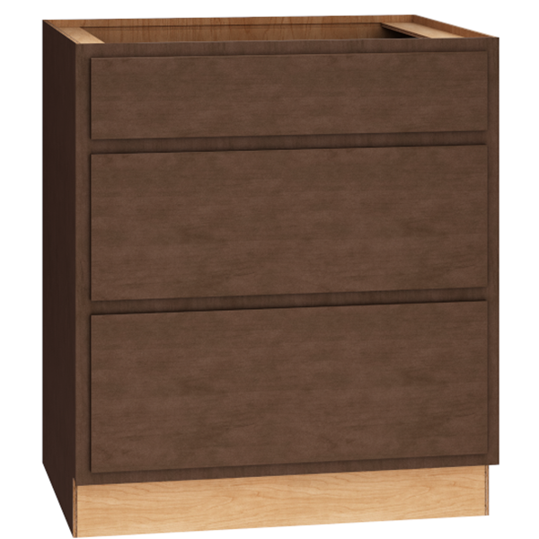 SKU Number 3DB30 - 30" Base Cabinet with 3 Drawers in Classic Bark