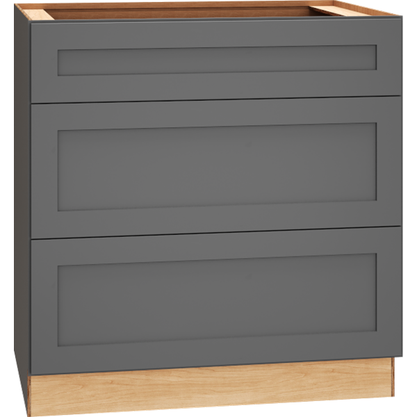 Mantra Cabinets SKU Number 3DB33 - 33" Base Cabinet with 3 Drawers in Omni Graphite