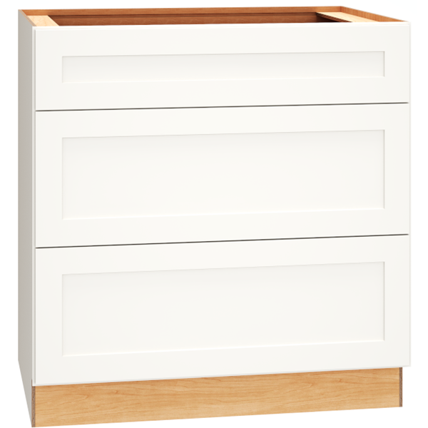 Mantra Cabinets SKU Number 3DB33 - 33" Base Cabinet with 3 Drawers in Omni Snow