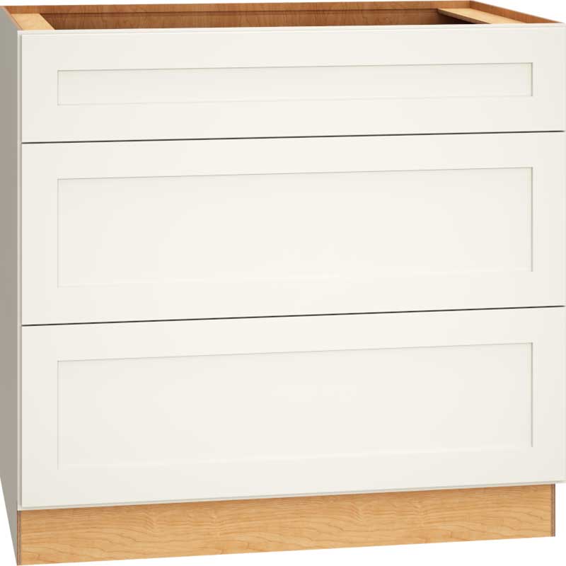 Mantra Cabinets SKU Number 3DB36 - 36" Base Cabinet with 3 Drawers in Omni Snow