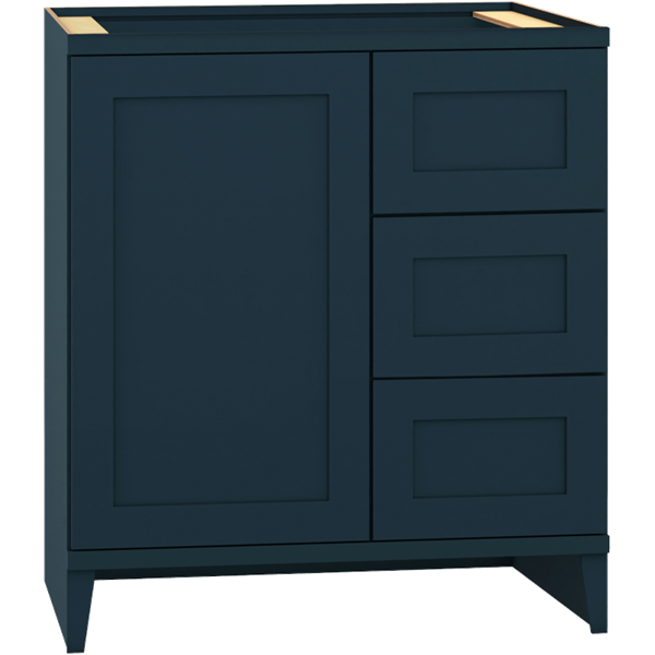 Mantra Cabinets - Bathroom Vanity Sink Base - 30" Vanity Sink Base with 3 Drawers in Omni Cabinet Door Style with Admiral Finish